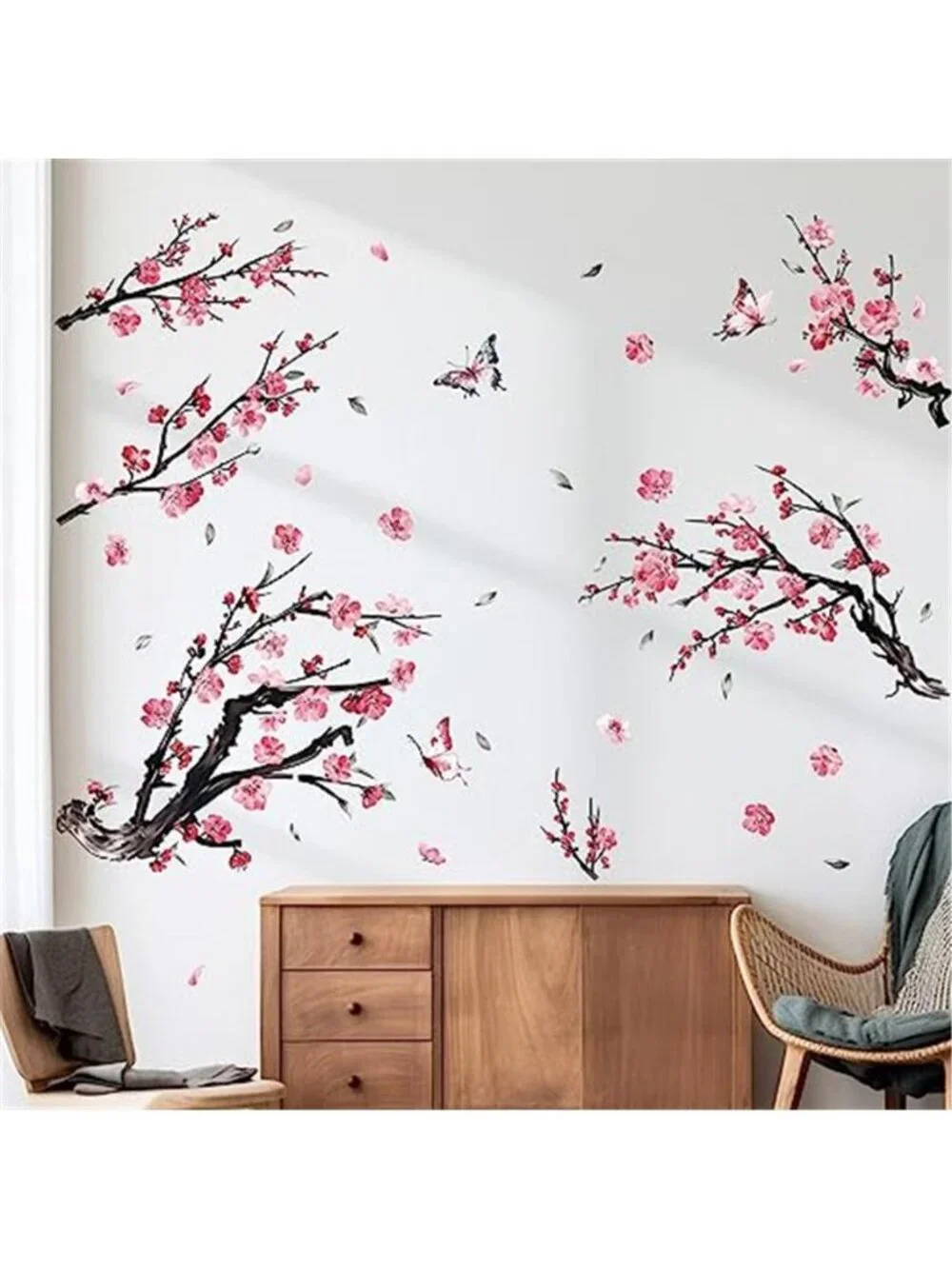Flower Butterfly Wall Decals Peel Stick Waterproof Wall Stickers Kids Room